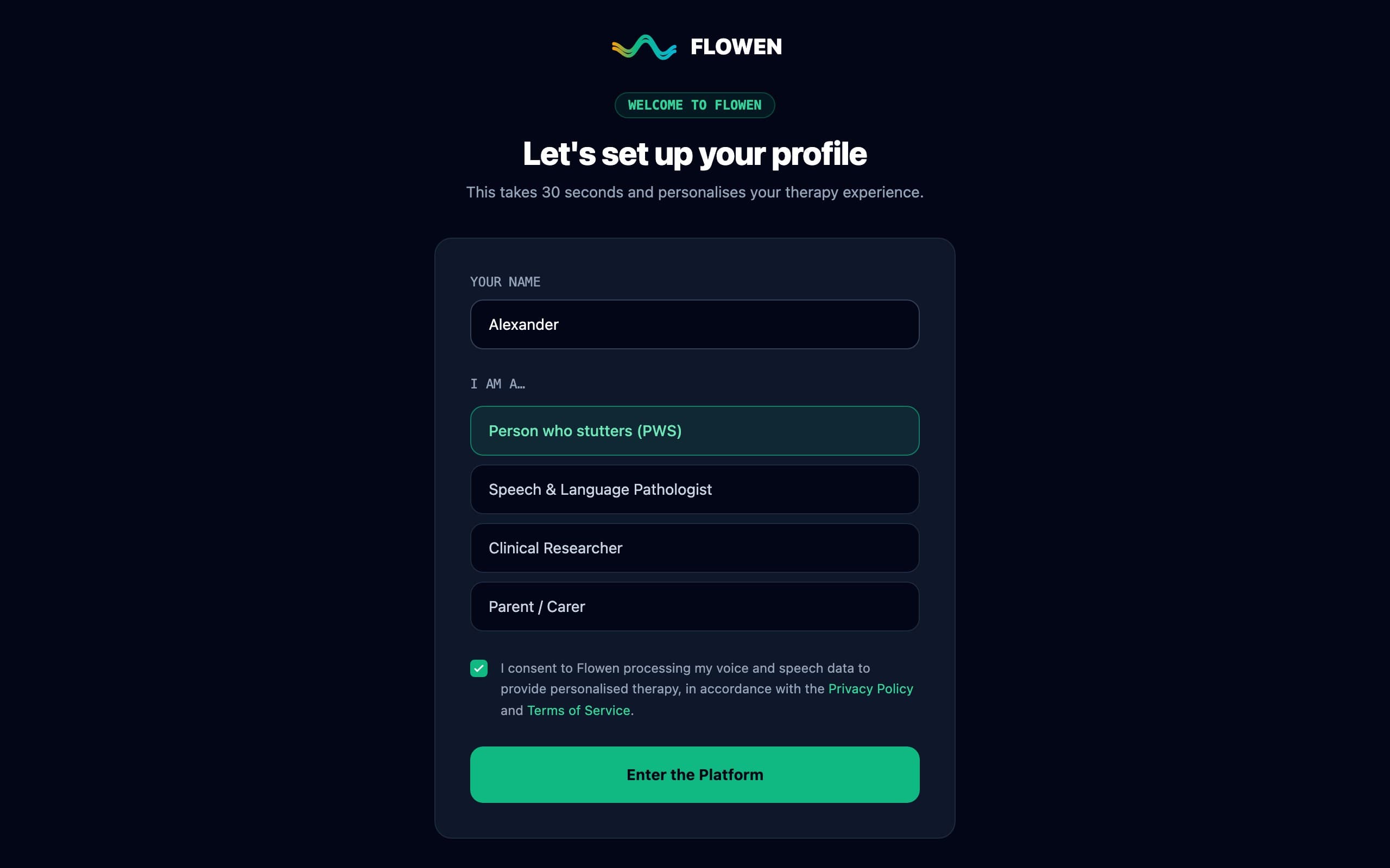 Flowen onboarding screen